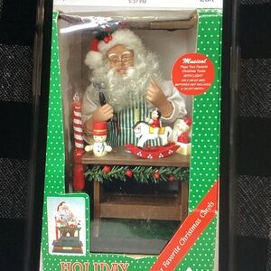 Festive Musical Santa with Green and Red Accents